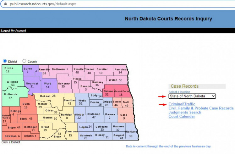Реєстр судових рішень Північної Дакоти, де вказані адміністративні та кримінальні справи А.Балоги за алкоголь і наркотики